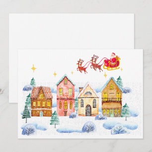 Santa Claus North Pole Christmas Village Holiday Card