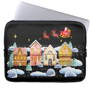 Santa Claus North Pole Christmas Village Laptop Sleeve
