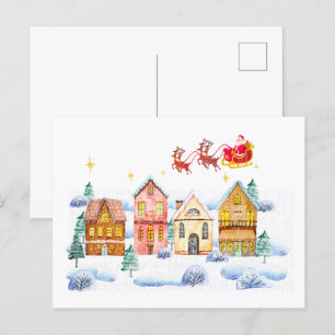 Santa Claus North Pole Christmas Village Postcard