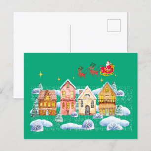 Santa Claus North Pole Christmas Village Postcard