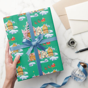 Santa Claus North Pole Christmas Village Wrapping Paper