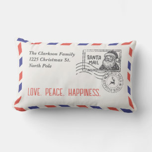 SANTA CLAUS NORTH POLE EXPRESS MAIL ENVELOP LUMBAR PILLOW