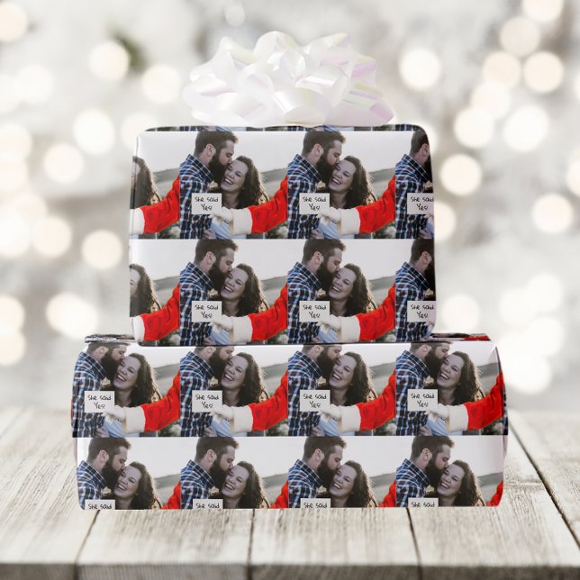 Santa Claus Note in Hand Overlay Custom Photo Wrapping Paper (Creator Uploaded)