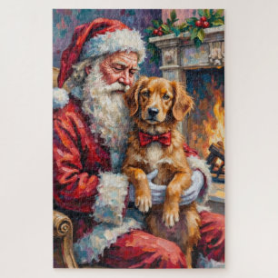 Santa Claus Nova Scotia Duck Tolling Retriever Jigsaw Puzzle