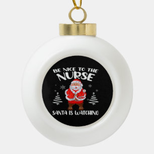 Santa Claus Nurse Ceramic Ball Christmas Ornament