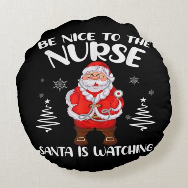 Santa Claus Nurse  Round Pillow (Back)