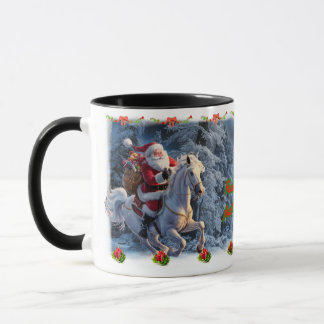 Santa Claus on a Horse on a Ceramic Coffee  Mug