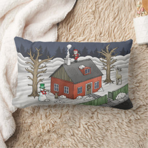 Santa Claus on Christmas Eve Lumbar Pillow
