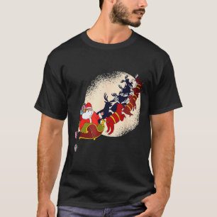 Santa Claus On Christmas Sleigh Pulled By Reindeer T-Shirt