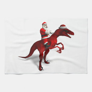 Santa Claus On Dino Kitchen Towel