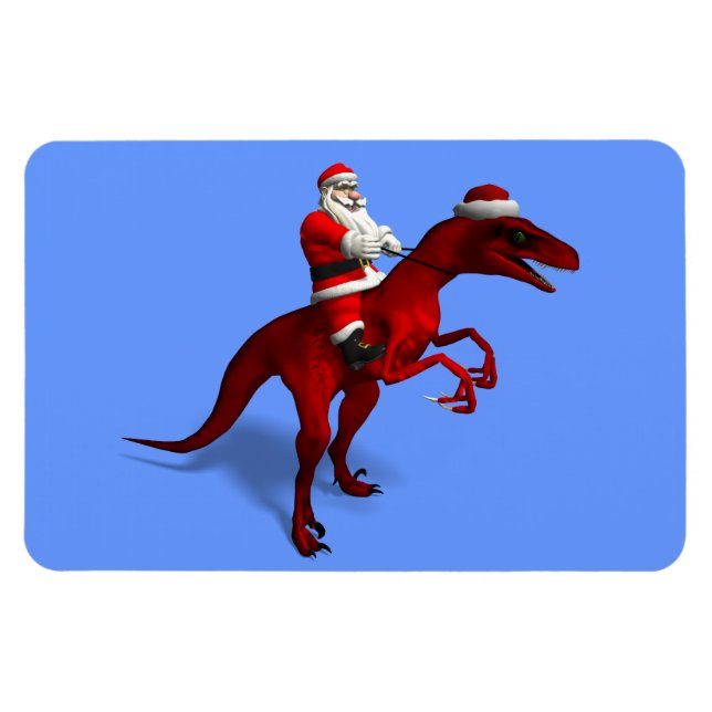 Santa Claus On Dinosaur Magnet (Horizontal)