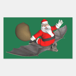 Santa Claus On Flying Bat Sticker