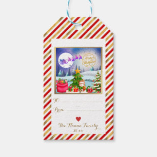Santa Claus On His Sleigh and The Season Gift Tags