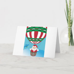 Santa Claus on hot air balloon Holiday Card