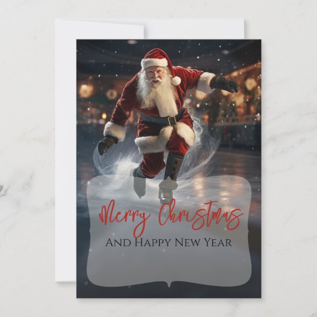 Santa Claus on Ice Holiday Card (Front)