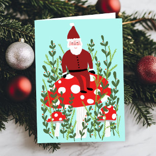 Santa Claus on Magical Mushroom CUSTOM XMAS Card