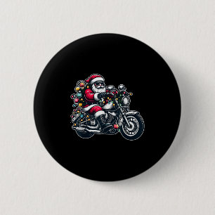 Santa Claus On Motorcycle Funny Biker Christmas Xm 2 Inch Round Button