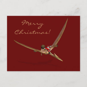 Santa Claus On Quetzalcoatlus Holiday Postcard
