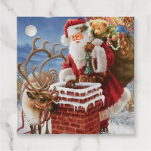 Santa Claus On Roof Favour Tags