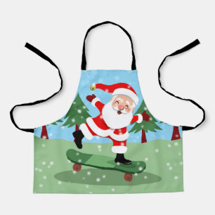 Santa claus on skateboard apron