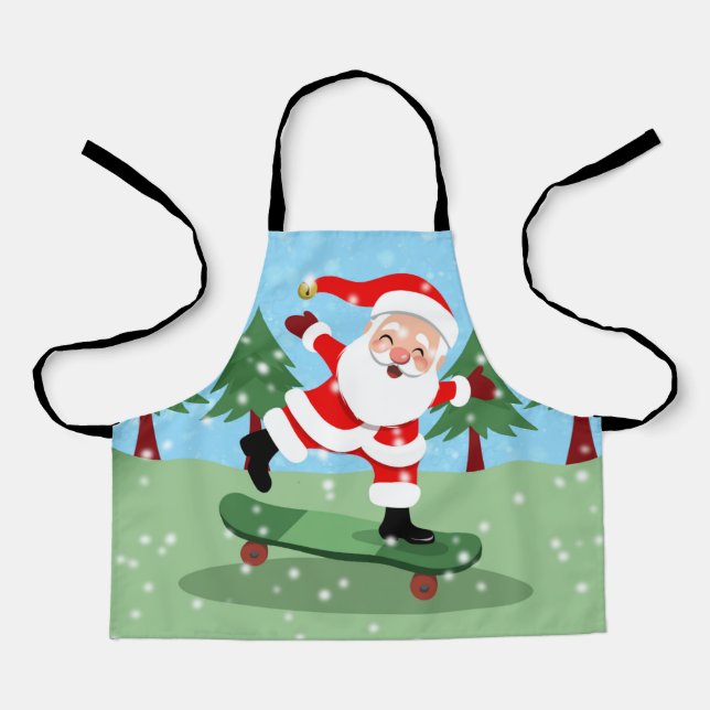 Santa claus on skateboard apron (Front)