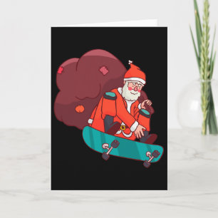 Santa Claus On Skateboard Funny Christmas Gift Card
