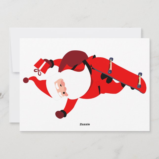 Santa Claus on Skateboard Holiday Card (Back)