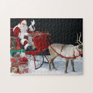 Santa Claus on sleigh with presents Jigsaw Puzzle