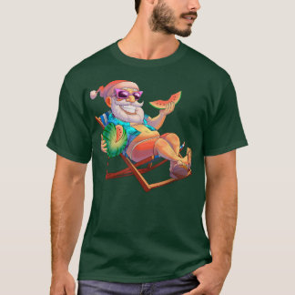 Santa Claus On The Beach Christmas in July Summer T-Shirt