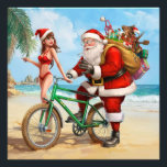 Santa Claus on the beach, Merry Christmas! Photo Print<br><div class="desc">Celebrate a unique Merry Christmas with Santa Claus on the beach! Experience the joy of the holiday season as Santa trades his sleigh for sandy shores,  spreading cheer in tropical style.</div>