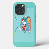 Santa Claus on the couch in pyjamas