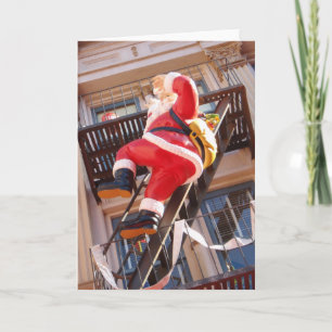 Santa Claus on the Fire Escape Holiday Card