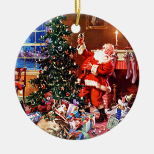 Santa Claus on the Night Before Christmas Ceramic Ornament