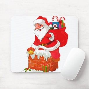 Santa Claus on the roof cartoon Mouse Pad