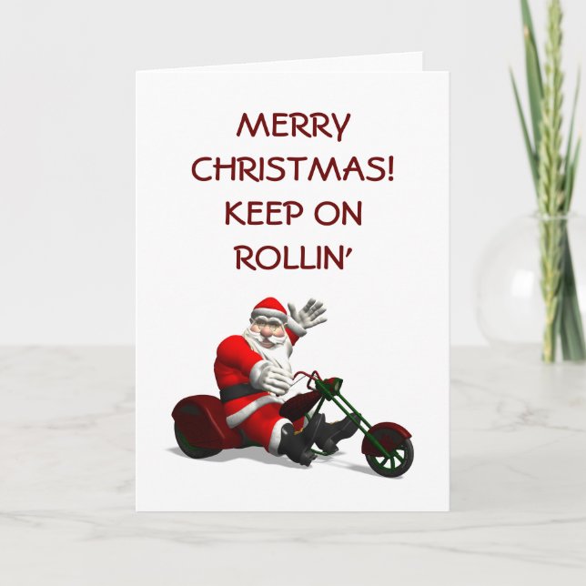 Santa Claus On Trike Holiday Card (Front)
