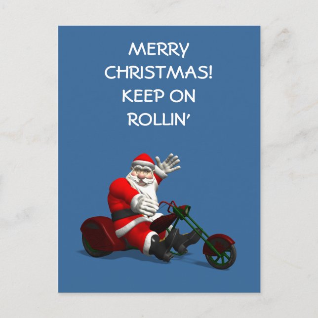 Santa Claus On Trike Holiday Postcard (Front)