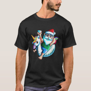 Santa Claus on vacation pool Christmas in summer T T-Shirt