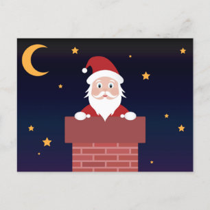Santa Claus on Xmas night down the Chimney Postcard