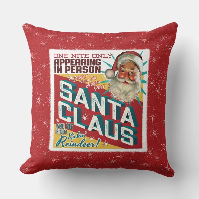 Santa Claus One Night Only Throw Pillow (Front)