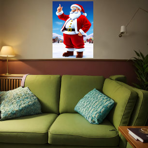 Santa Claus outside in the snow AI Art Poster