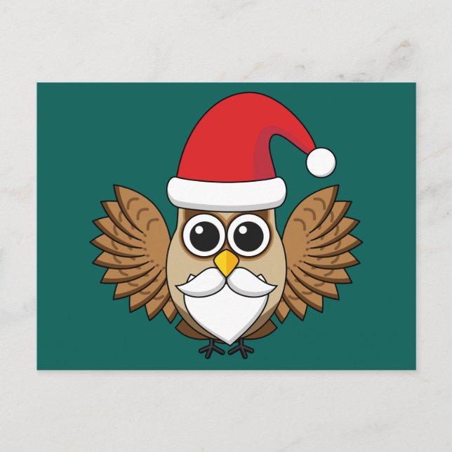 Santa Claus Owl Holiday Postcard (Front)