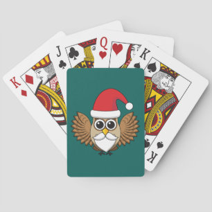 Santa Claus Owl Playing Cards