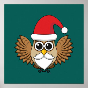 Santa Claus Owl Poster