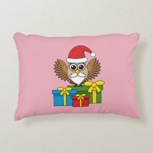 Santa Claus Owl with Presents Accent Pillow