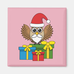 Santa Claus Owl with Presents Magnet