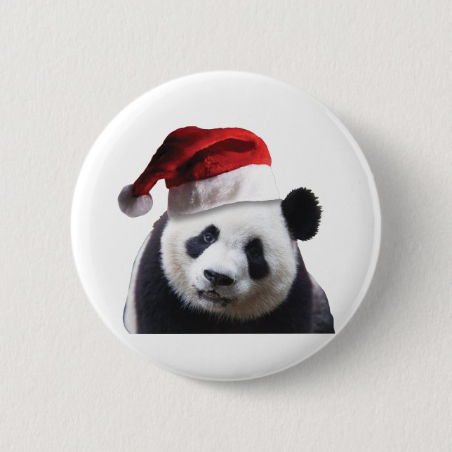 Santa Claus Panda Bear 2 Inch Round Button (Front)