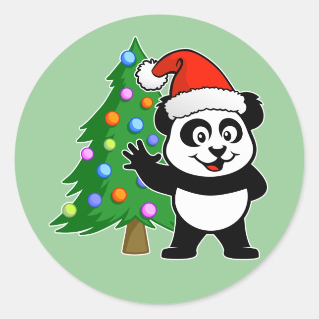 Santa Claus Panda Classic Round Sticker (Front)