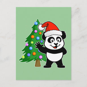 Santa Claus Panda Holiday Postcard