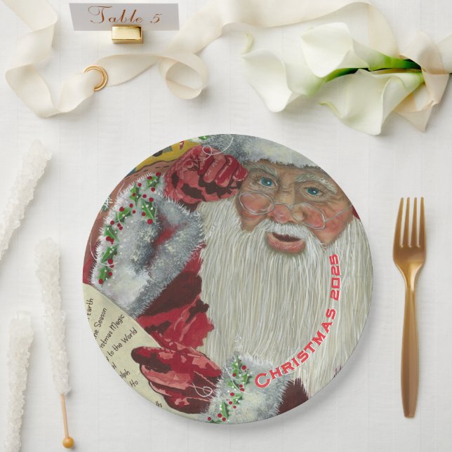 Santa Claus Paper Plates Personalized Christmas (Wedding)