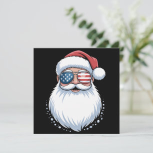 Santa Claus Patriotic USA Sunglasses Christmas Holiday Card